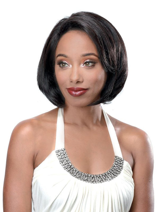 VILLA - Peluca 100% Cabello Humano Brasileño Virgen, Lace Front, Side Hand Tied Part