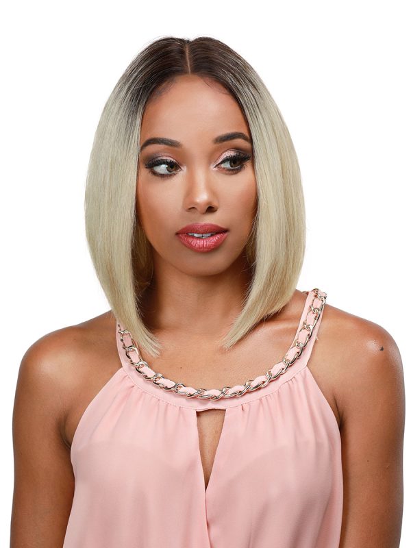 GETTY - Peluca 100% Cabello Humano Brasileño Vigen, Lace Front, Center Hand Tied Part