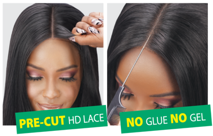 MARI - Peluca Cabello Humano Mix, HD Lace Front, Lace Precortado, Glueless